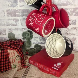 Rae Dunn Christmas Swivel Tree Coffee Rack/Holder and Mug Set ~ NEW